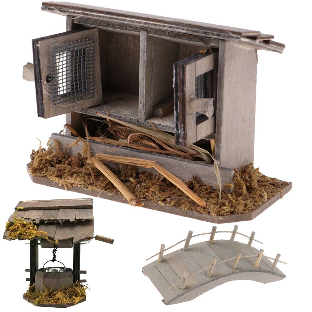 Smart Garden Mini - Miniatur Hühnerstall Mini Bogen Brücke Outdoor-Szene