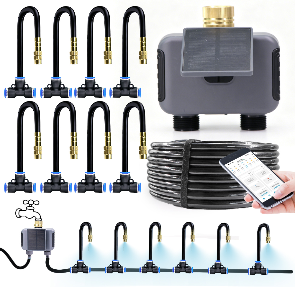 Smart Garden Monitoring System - 2-Wege Solarbetriebenes WLAN-Bewässerungssystem mit Timer für