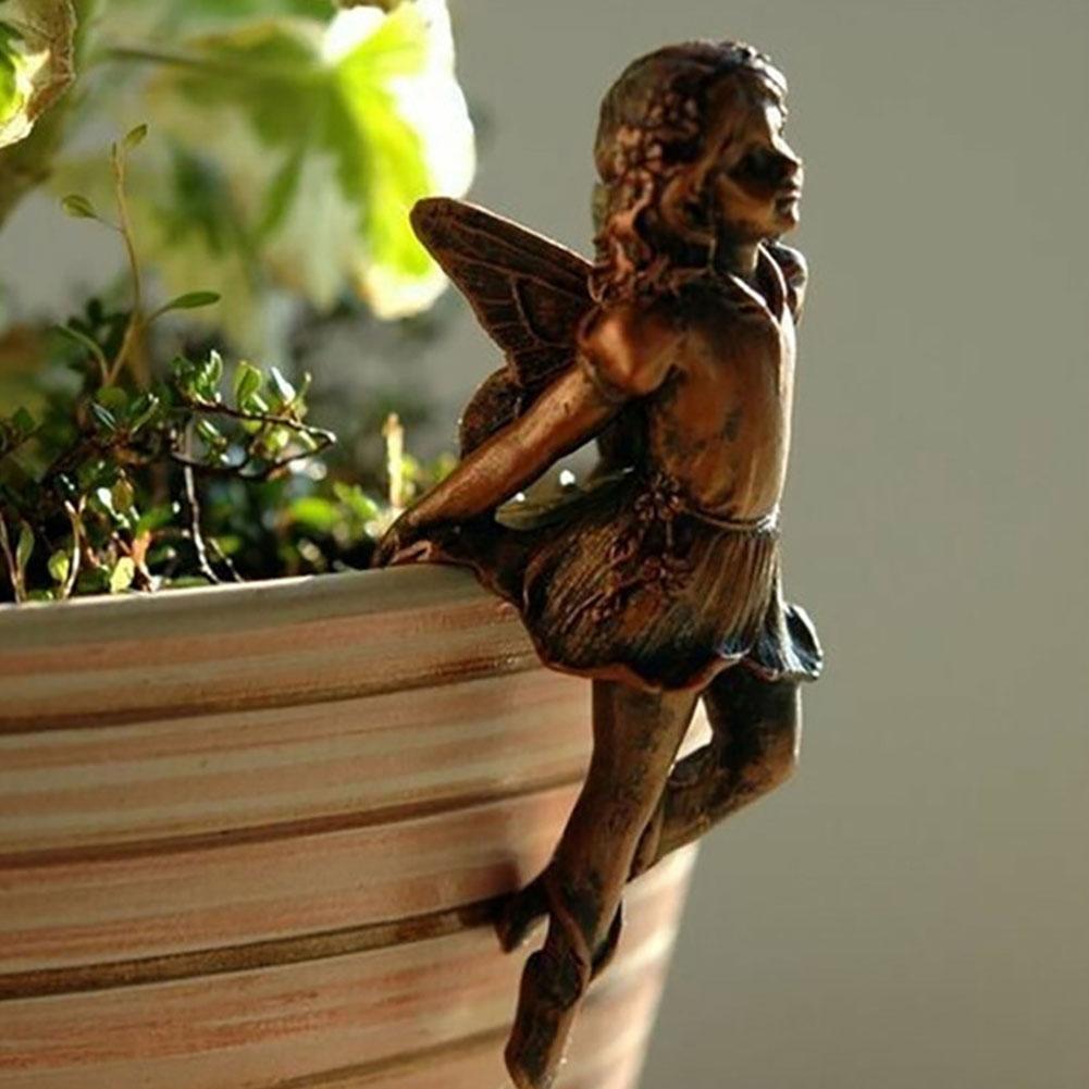 Smart Garden Mini - Miniatur-Feen Topfverzierer Garten-Pflanzgefäß-Hänger Harz Vintage Feen-Engel-Statue