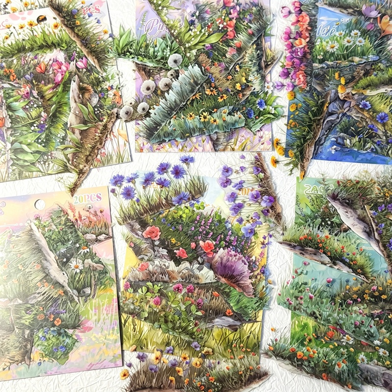 Garden Journal Planner - 20 Blatt florale PET-Aufkleber im Retro-Aquarell-Stil,