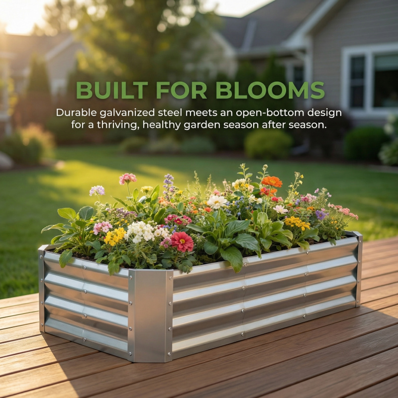 Smart Garden Storage - Großes Bodenfreies Verzinktes Garten-Pflanzbeet-Set 4×2×1ft Metall-Blumentopfbox
