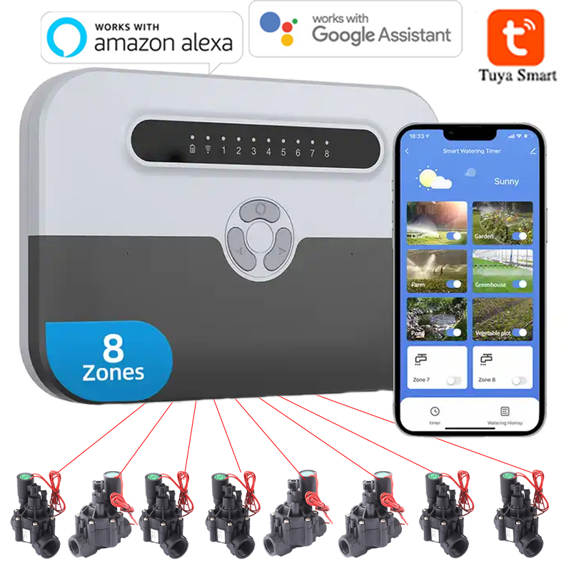 Smart Garden Monitoring System - 8-Stationen WLAN Smart Sprinkler-Controller und Magnetventil-Bewässerungssystem