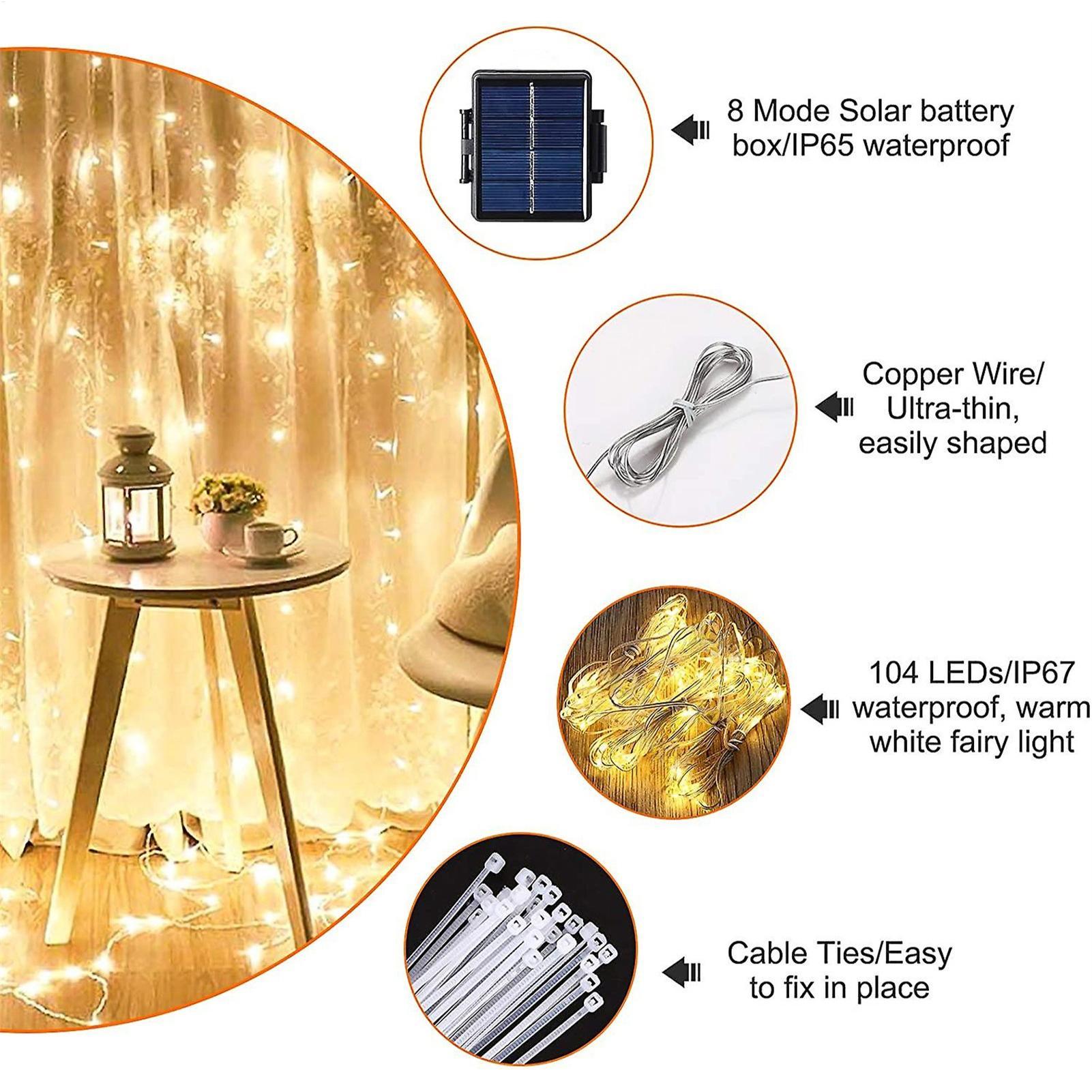 Smart Garden Light Camera - Solar-Sonnenschirm-Lichterkette 104 LED, wasserdichte Solarleuchte für