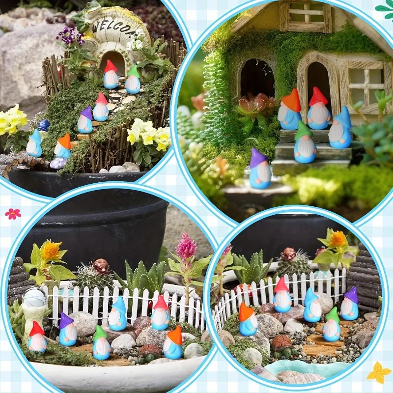 Smart Garden Mini - 10/20/40/100 Stück Mini-Gartenzwerg-Statuen aus Kunstharz, Zierfiguren,
